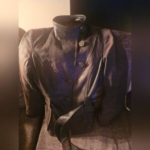 Danier Button Matte Super Soft Black Leather Jacket with Belt. 2XS 18ptp